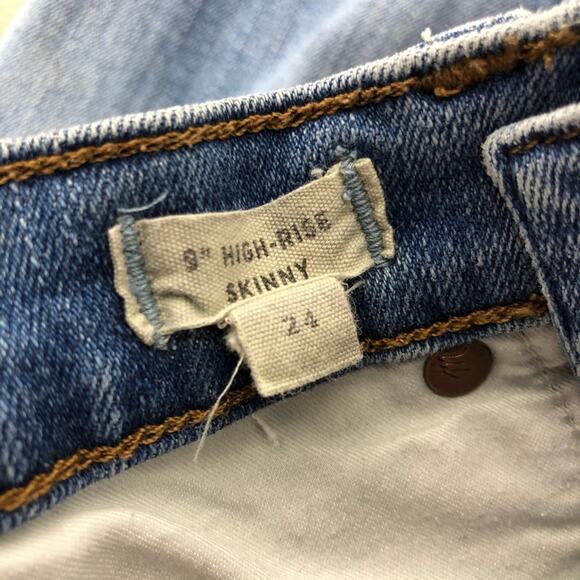 Madewell 9" High-Rise Skinny Jeans Ripped Distressed Medium Wash Size 24 - Picture 4 of 7